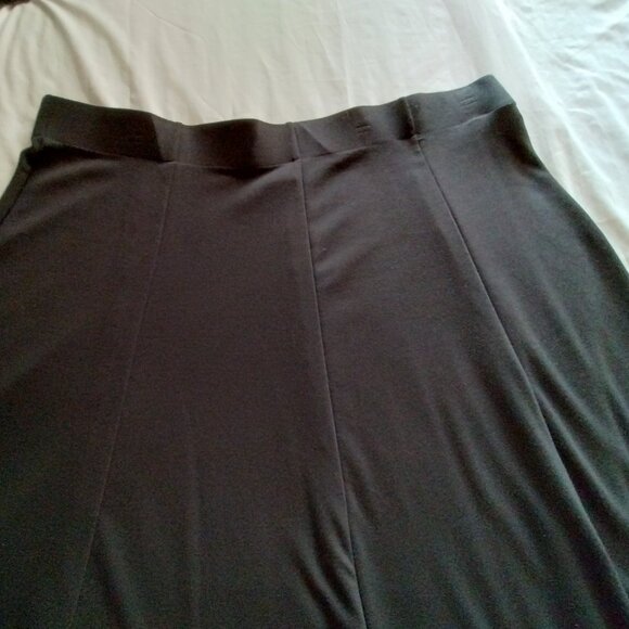 LANDS' END Black Full Length A-LINE Jersey Knit PANEL Skirt Sz 24W - Picture 2 of 6